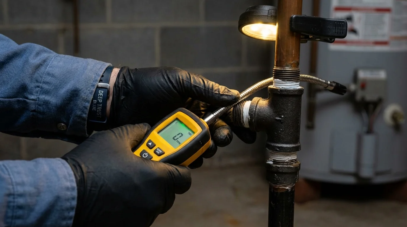 Gas leak detection with electronic sniffer by Johns Plumbing LLC in Oronogo