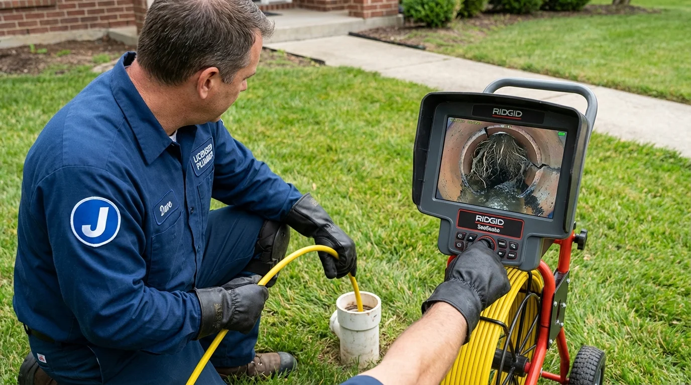 Sewer camera inspection being performed by Johns Plumbing LLC in Oronogo